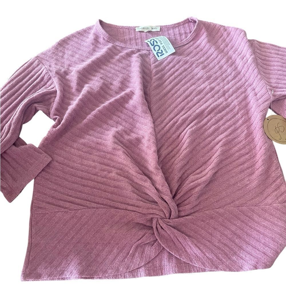 Parallel skies size small Mauve Ribbed Twist sweater new with tags G48